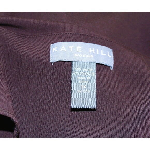 Kate Hill Blouse Pullover Keyhole Neckline Long Bell Sleeves Brown Woman's 1X - Picture 4 of 5